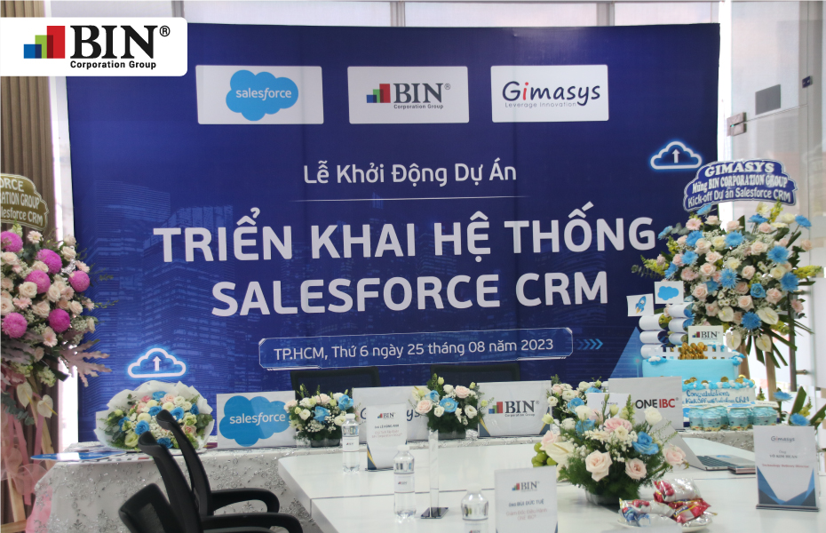 The kick-off ceremony for the implementation of the Salesforce CRM system at BIN Corporation Group.