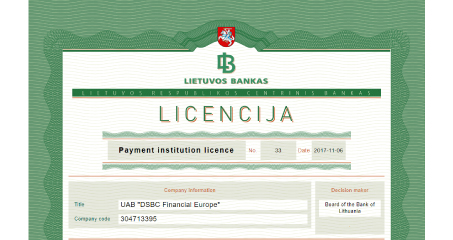DNBC Financial Group was licensed by the Central Bank of Lithuania in 2017