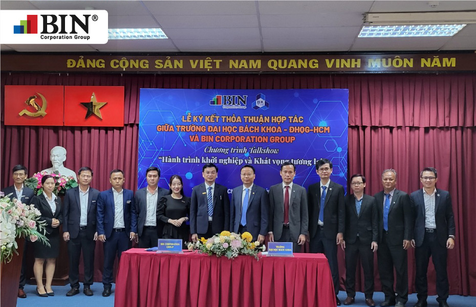 Signing ceremony of cooperation agreement between BIN Corporation Group and Ho Chi Minh University of Technology 